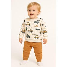 Dinamik çocuk Erkek Bebek/çocuk Arabas Desenli 2'li Takım Sweatshirt ve Eşofman Altı 3-6-9-12AYLIK