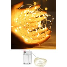 Pilli Tel Peri LED Dekoratif Sarı Işık, Şık ve Sıcak Atmosfer Yaratır