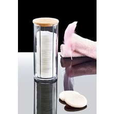 Feyza Design Ahşap Kapaklı Disk ve Pamukluk Organizer, Şık ve Fonksiyonel Düzenleyici