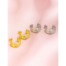 Midyat Nurtaş Gümüş Alya Zirkon Taşlı Küpe Altın Kaplama 925 Ayar Gümüş Kadın Küpe 201024826