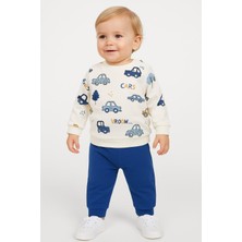Dinamik çocuk Erkek Bebek/çocuk Arabas Desenli 2'li Takım Sweatshirt ve Eşofman Altı 3-6-9-12AYLIK