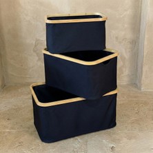 Feyza Design Bambu Tutmalı 3 Bölmeli Organizer Seti, Siyah, Pratik ve Şık Depolama
