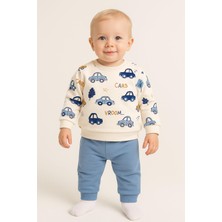 Dinamik çocuk Erkek Bebek/çocuk Arabas Desenli 2'li Takım Sweatshirt ve Eşofman Altı 3-6-9-12AYLIK