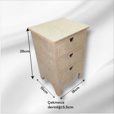 Feyza Design Boyanabilir Ahşap Ayaklı 3 Çekmeceli Takı ve Aksesuar Organizer Kutusu