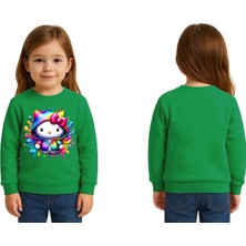 Sedirli Unisex Hello Kity Baskılı Çocuk Swaetshirt 3 Iplik Şardonlu