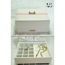 Feyza Design Iki Katlı Fiyonklu Detaylı Lüks Mücevher Kutusu ve Takı Organizer