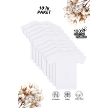 Özkan Underwear Özkan 0706 10'lu Paket Erkek Çocuk %100 Pamuklu Ribana Esnek Rahat Yarım Kol Kapalı Yaka Fanila T-Shirt