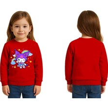 Sedirli Unisex Kuromi Baskılı Çocuk Swaetshirt 3 Iplik Şardonlu