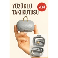Feyza Design Pratik Taşınabilir Yüzüklü Takı Kutusu, Ayna ve 4 Bölmeli Organizer