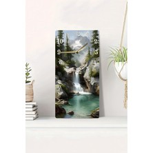 KutuTR 3D Görünümlü Şelale ve Dağ Manzaralı 2d Uv Baskı Mdf Tablo Saat 20X40 CM-DTS141