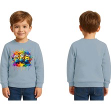 Sedirli Unisex Mınnıons Baskılı Çocuk Swaetshirt 3 Iplik Şardonlu