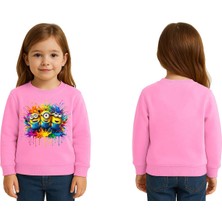 Sedirli Unisex Mınnıons Baskılı Çocuk Swaetshirt 3 Iplik Şardonlu
