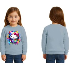 Sedirli Unisex Hello Kity Baskılı Çocuk Swaetshirt 3 Iplik Şardonlu