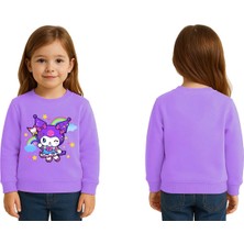 Sedirli Unisex Kuromi Baskılı Çocuk Swaetshirt 3 Iplik Şardonlu