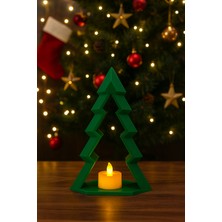 Serüven Modern Tasarım Yılbaşı Çam Ağacı Mumluk – LED Mumlu Dekoratif Yeni Yıl Süsü