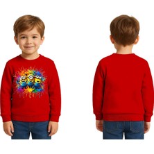 Sedirli Unisex Mınnıons Baskılı Çocuk Swaetshirt 3 Iplik Şardonlu
