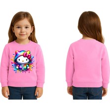 Sedirli Unisex Hello Kity Baskılı Çocuk Swaetshirt 3 Iplik Şardonlu