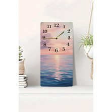 KutuTR 3D Görünümlü Gün Batımı Deniz Manzaralı 2d Uv Baskı Mdf Tablo Saat 20X40 CM-DTS055