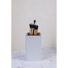 Feyza Design Beyaz Makyaj Organizeri ve Fırça Düzenleyici, Şık ve Pratik Kullanım