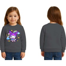 Sedirli Unisex Kuromi Baskılı Çocuk Swaetshirt 3 Iplik Şardonlu