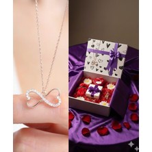 Eyloraa Kadın Gümüş Kolye – 925 Ayar Rose Sonsuz Kalpler Özel Premium Hediye Seti