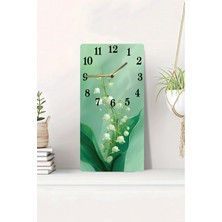 KutuTR 3D Görünümlü 2d Uv Baskı Mdf Tablo Saat – Inci Çiçeği ve Yeşil Doğa Teması – 20X40 CM-DTS224