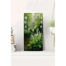 KutuTR 3D Görünümlü 2d Uv Baskı Mdf Tablo Saat – Orman Yolu ve Inci Çiçeği Desenli – 20X40 CM-DTS217