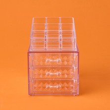 Feyza Design Şeffaf 3 Çekmeceli Takı ve Makyaj Organizeri 15X13X18 cm