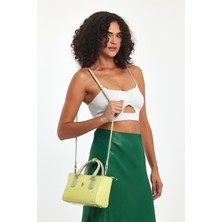 Hüvendo Küçük Boy Uzun Askılı Kadın Şık El ve Omuz Çantası Su Yeşili