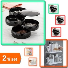 Feyza Design 2'li Set Baharatlık ve Takı Organizer, 360° Dönebilen Çok Katlı Tasarım