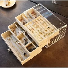 Feyza Design Şeffaf 3 Çekmeceli Takı ve Mücevher Saklama Kutusu 13X23X10 cm