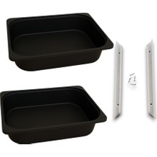 Feyza Design 2’li Siyah Plastik Çekmece ve Dolap Organizer Seti (41X30X10 Cm)