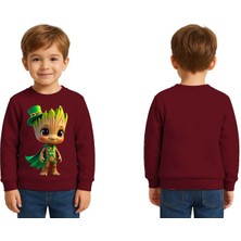 Sedirli Unisex Groot Baskılı Çocuk Swaetshirt 3 Iplik Şardonlu
