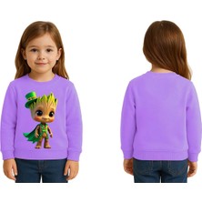 Sedirli Unisex Groot Baskılı Çocuk Swaetshirt 3 Iplik Şardonlu
