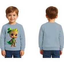 Sedirli Unisex Groot Baskılı Çocuk Swaetshirt 3 Iplik Şardonlu