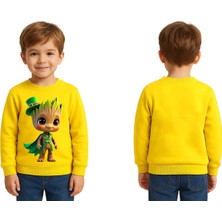 Sedirli Unisex Groot Baskılı Çocuk Swaetshirt 3 Iplik Şardonlu