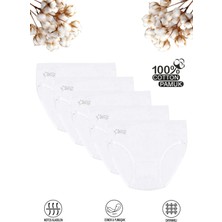 Özkan Underwear Özkan 0840 5'li Paket Kız Çocuk %100 Pamuklu Ribana Esnek Rahat Taş Detaylı Slip Külot