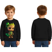 Sedirli Unisex Groot Baskılı Çocuk Swaetshirt 3 Iplik Şardonlu