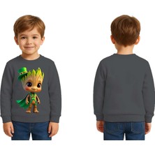 Sedirli Unisex Groot Baskılı Çocuk Swaetshirt 3 Iplik Şardonlu