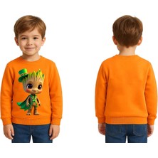 Sedirli Unisex Groot Baskılı Çocuk Swaetshirt 3 Iplik Şardonlu