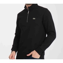 Lacoste Fermuar Yaka Regular Fit Siyah Uzun Kol