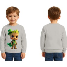 Sedirli Unisex Groot Baskılı Çocuk Swaetshirt 3 Iplik Şardonlu