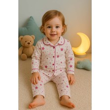 Myzi Store Yenidoğan Bebek Çocuk Ay Bulut Desenli %100 Pamuk Pijama Takımı