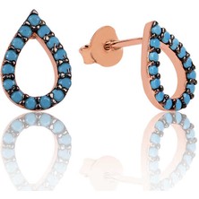 Fm Gümüş Firuze Taşlı Aşk Damla Küpe