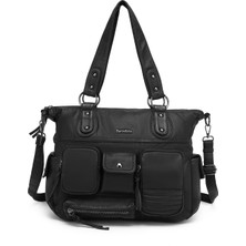 Hüvendo Çok Cepli Günlük Büyük Boy Shopper Tasarım Ayarlanabilir Askılı Kadın Omuz Çantası Siyah