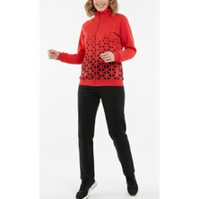 Bumerangspor Dik Yaka Tam Fermuarlı Kadın Eşofman Takım- Kırmızı