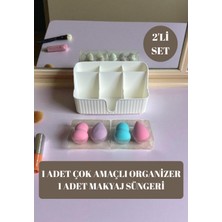 Feyza Design 2’li Makyaj Organizer ve Sünger Seti, Kozmetik Düzenleyici