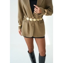 Versla Şık Metal Zincir Kadın Kemer Ceket Kemeri, Elbise Kemeri, Pantolon Kemeri