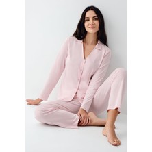 Pierre Cardin Kadın V Yaka Gömlek Pijama Takım, Mevsimlik Pijama Takım%50 Modal %50 Pamuklu