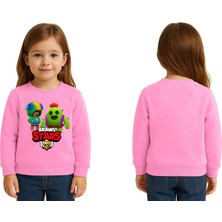 Sedirli Unisex Brawl Stars Baskılı Çocuk Swaetshirt 3 Iplik Şardonlu